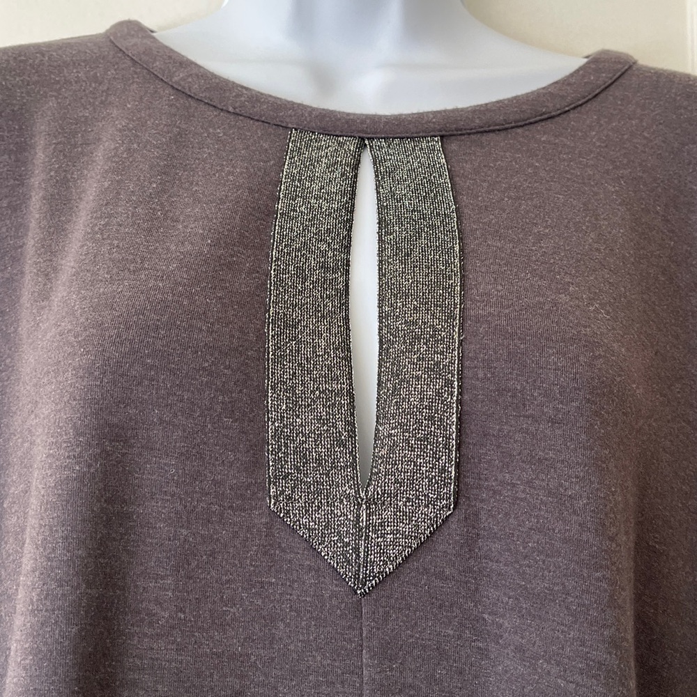 J. Jill Sparkle Keyhole Jersey Tunic Top Women’s XLP Gray Lightweight‎ Modern - Picture 4 of 15